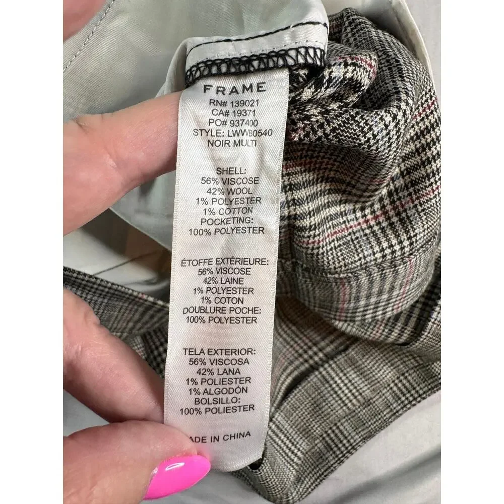 FRAME Relaxed Shorts Size 16 NWT $295 Plaid Wool Blend Pleated High Rise